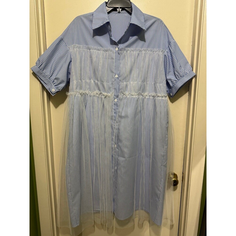 N by Nancy Pinstripe with Tulle Overlay small NWOT
